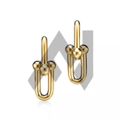 Medium Link Earrings in Yellow Gold